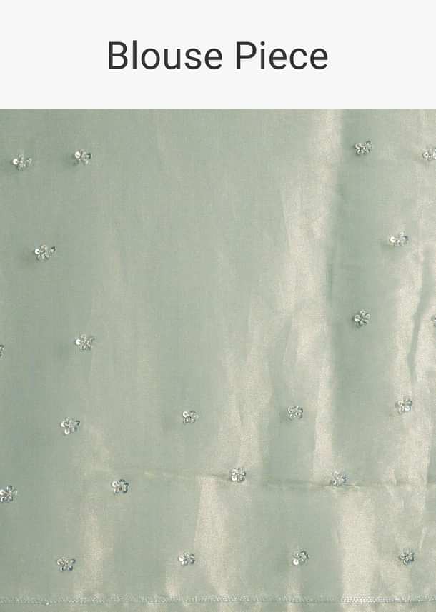 Blue Tissue Saree With Cutdana Sequins And Beads Embroidered Border