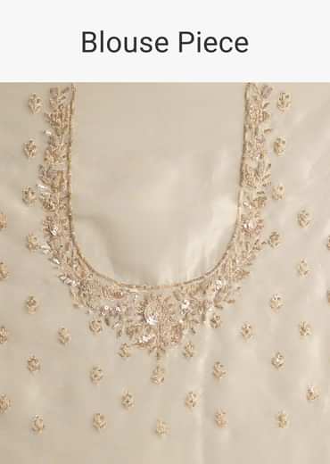 Silver Tissue Saree Embellished With Beads And Sequins Silver Tissue Saree Embellished With Beads And Sequins