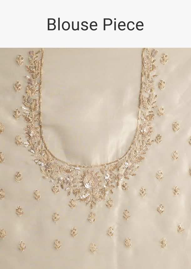 Silver Tissue Saree Embellished With Beads And Sequins