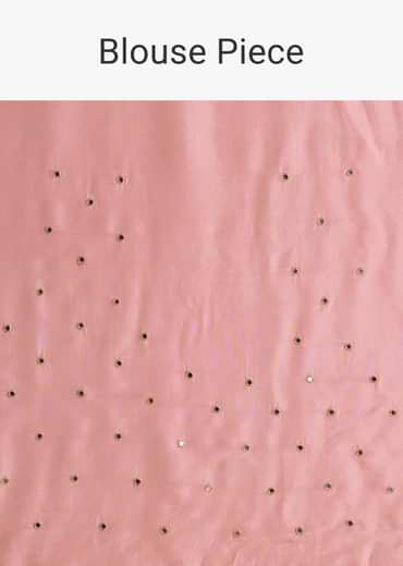 Beige And Pink Ombre Jacquard Embroidered Saree With Mirror Work