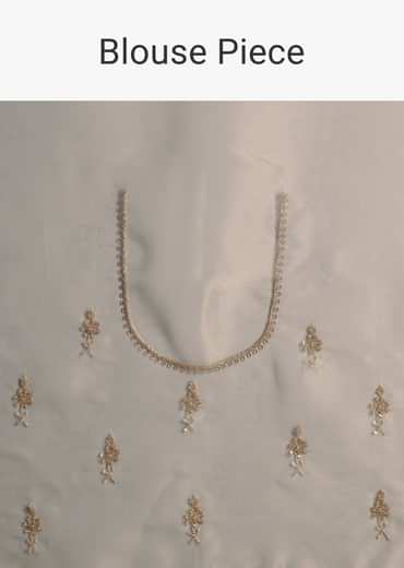 Grey Tissue Saree With Floral And Zardosi Embroidery
