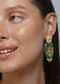 Antique Gold Green Onyx Statement Earrings