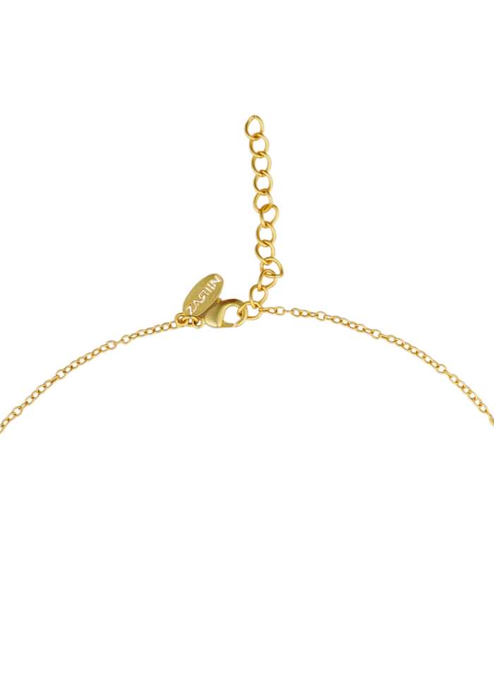 Gold Multi Navratan Lariat Necklace