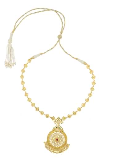 Antique Gold Pendant Necklace With Traditional Chola Inspired Design