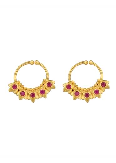 Antique Gold Nath With Lotus Inspired Design