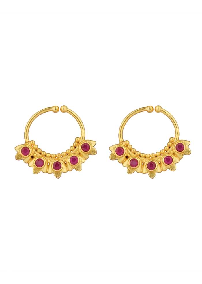 Antique Gold Nath With Lotus Inspired Design