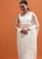 White Embroidered Organza Saree With Unstitched Blouse