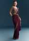 Wine Silk Ready Pleated Saree With Cutdana Work
