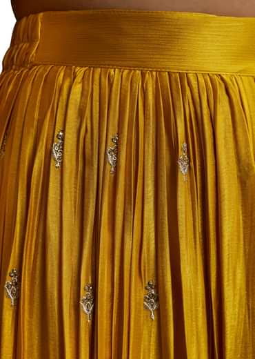 Yellow Zari Palazzo Suit Set With Dupatta