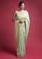 Acadia Green Banarasi Saree In Georgette With Weaved Floral Jaal Online - Kalki Fashion