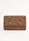 Acorn Brown Clutch In Suede With Zardosi Embroidered Floral Motifs Online - Kalki Fashion