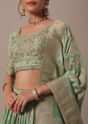 Green Banarasi Silk Lehenga Set