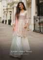 Off White Sharara Suit In Georgette With Peplum Kurti Adorned In Colorful Resham And Mirror Abla Jaal