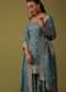 Airforce Blue Sequins Embroidered Kurti And Sharara Set In Silk