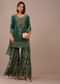 Emerald Green Printed Sharara Suit With Stonework In Crepe