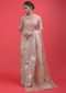Amarnath Pink Saree In Organza Silk With Weaved Floral Motifs And 3D Flowers Online - Kalki Fashion