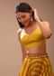 Amber Yellow Blouse In Satin With Strap Sleeves And Overlapping Geometric Neckline