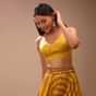 Amber Yellow Blouse In Satin With Strap Sleeves And Overlapping Geometric Neckline