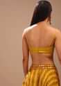 Amber Yellow Blouse In Satin With Strap Sleeves And Overlapping Geometric Neckline
