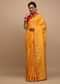 Amber Yellow Saree In Silk With Lurex Woven Chevron Design And Thin Border Along With Unstitched Blouse