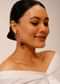 Amethyst Purple Semi Precious Stone Studded Earrings In A Crescent Shape