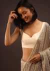Angora White Sleeveless Blouse With A Sweetheart Neckline