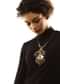 Antique Floral Necklace With Gold Polished Kundan Detailing Along With Green And Pink Stones