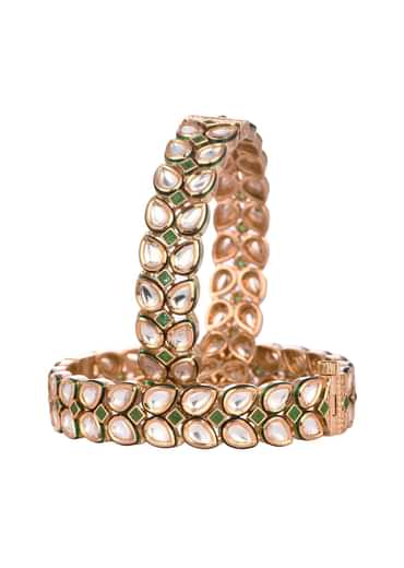 Antique Gold And Green Mixed Metal Bangles