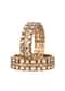 Antique Gold And Green Kundan Polki Handcrafted Bangles In Mixed Metal