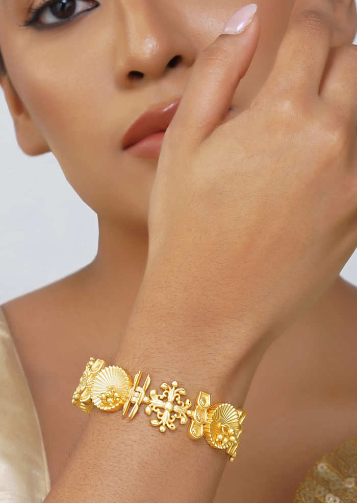 Antique Gold Bangle With Ornamental Motifs