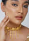 Antique Gold Floral Choker Necklace With Zircon Accents
