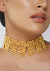 Antique Gold Mix Metal Zircon Choker Necklace