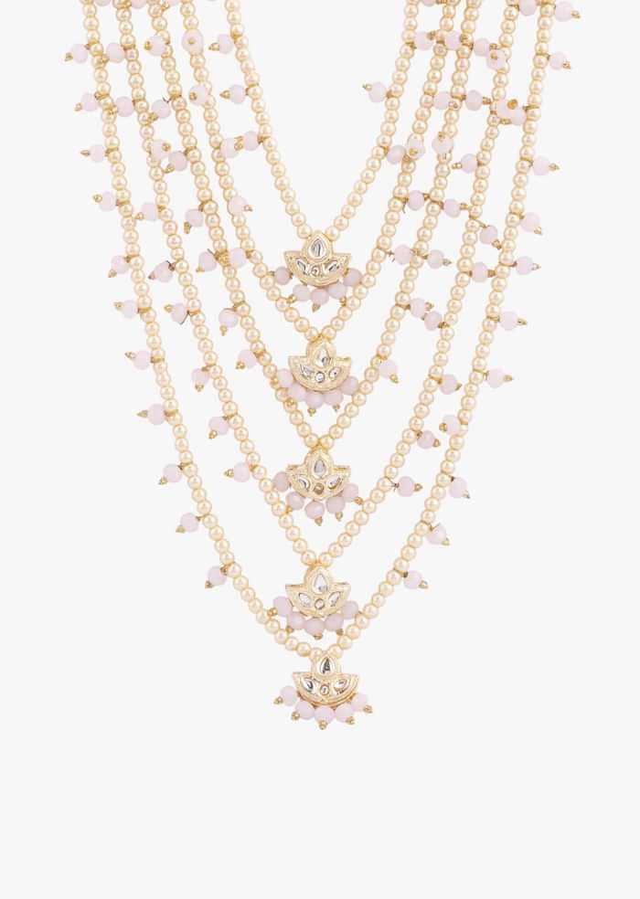 Antique Gold Polki Mala With Beads