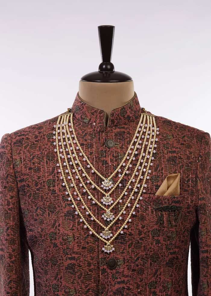 Antique Gold Polki Mala With Beads