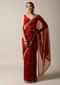 Apple Red Saree In Organza With Woven Checks And Cut Dana Embroidered Border Along With Unstitched Blouse