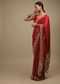 Apple Red Saree In Satin With Dot Print And Brocade Pallu Adorned In Gotta Patti Embroidered Ethnic Motifs Online - Kalki Fashion