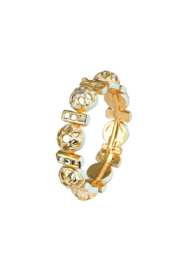 Aqua Bangle With Studded Kundan And Meenakari Detail Aqua Bangle With Studded Kundan And Meenakari Detail