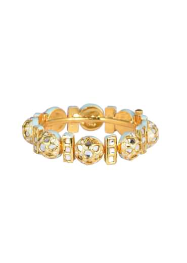 Aqua Bangle With Studded Kundan And Meenakari Detail