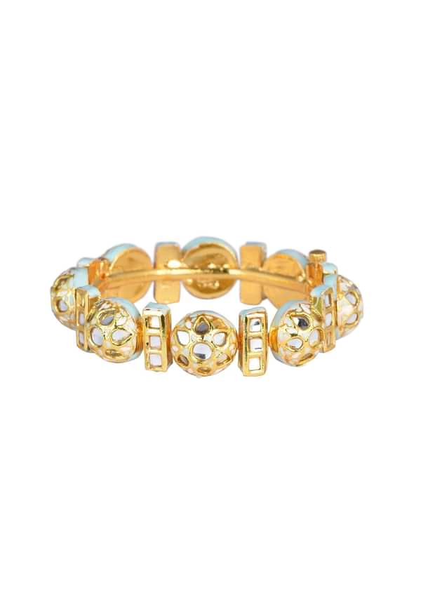 Aqua Bangle With Studded Kundan And Meenakari Detail Aqua Bangle With Studded Kundan And Meenakari Detail