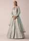 Aqua Blue Chanderi Anarkali Set With Brocade Detail