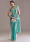 Aqua Blue Chinon Saree With Floral Embroidery