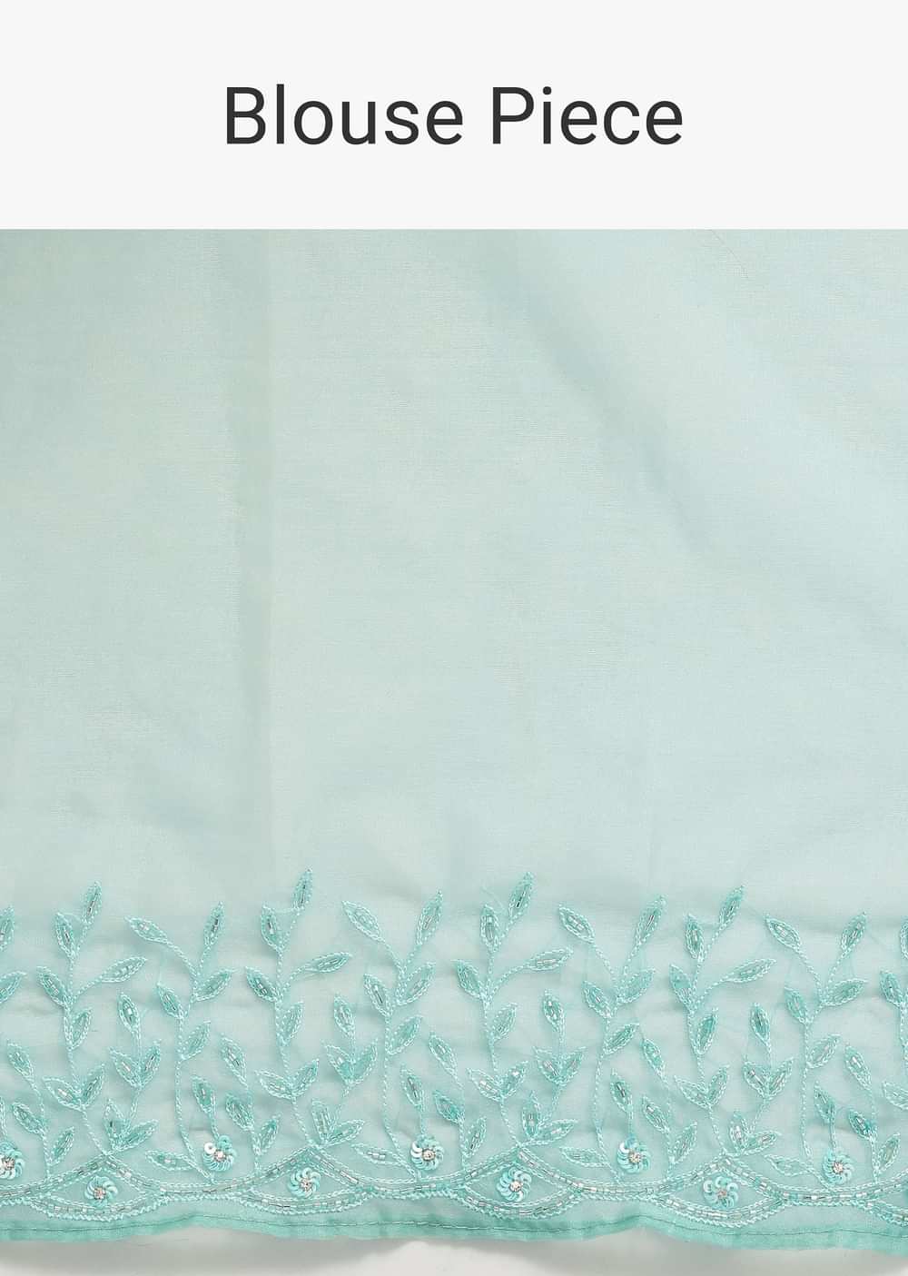 Aqua Blue Embroidered Organza Saree With Unstitched Blouse