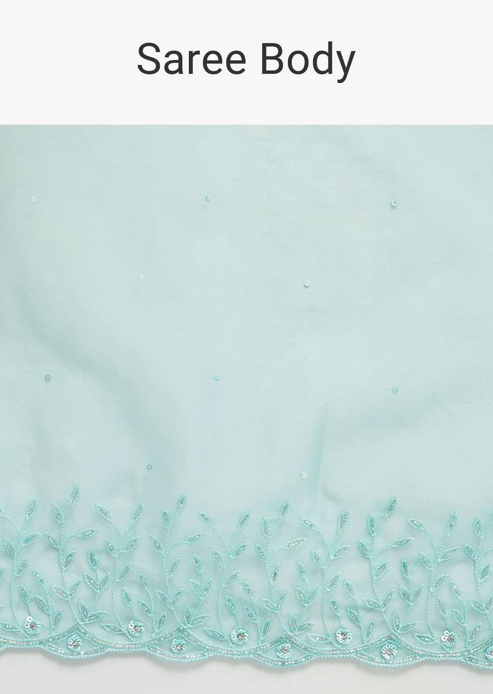 Aqua Blue Embroidered Organza Saree With Unstitched Blouse