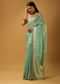 Aqua Blue Saree In Organza With Woven Moroccan Jaal