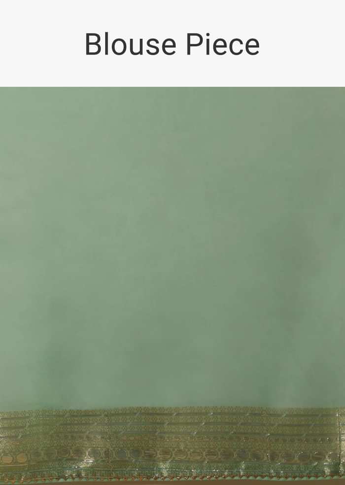Aqua Blue Saree In Organza With Woven Moroccan Jaal