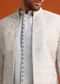Aqua Blue Satin Silk Embroidered Sherwani Set