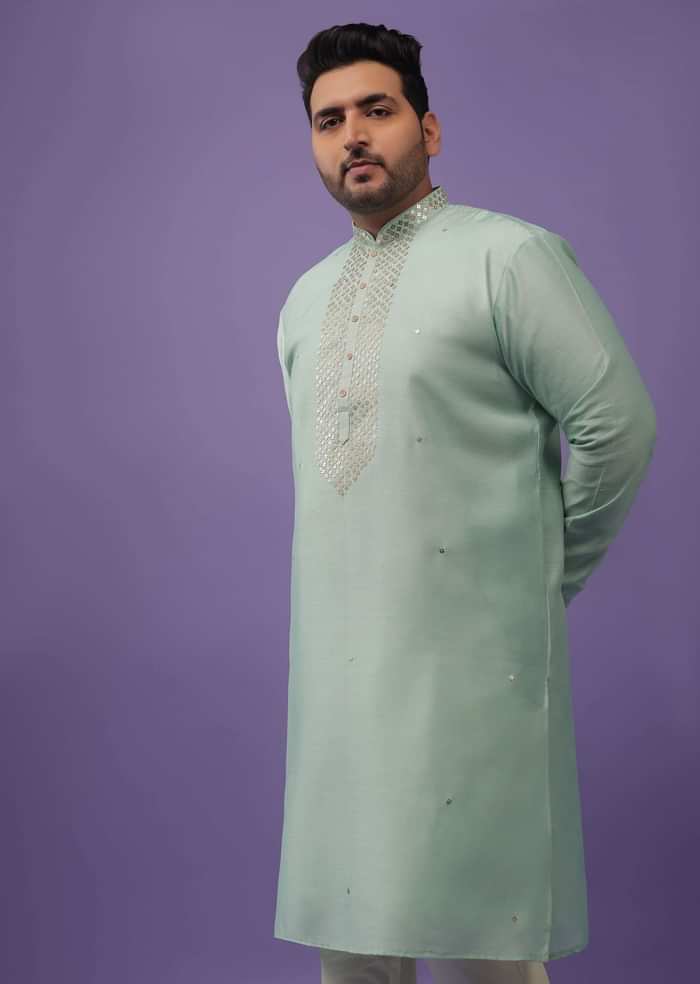 Aqua Green Embroidered Kurta Set