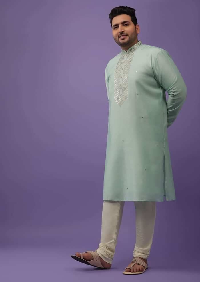 Aqua Green Embroidered Kurta Set