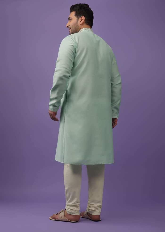 Aqua Green Embroidered Kurta Set