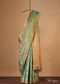 Sea Green Kanjivaram Saree In Tissue With Real 22gm Gold Zari And Unstitched Blouse